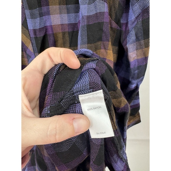 J. Jill Plaid Shirt Dress Women M Purple Long Sleeve NEW NWT Western Cowgirl - Picture 6 of 11